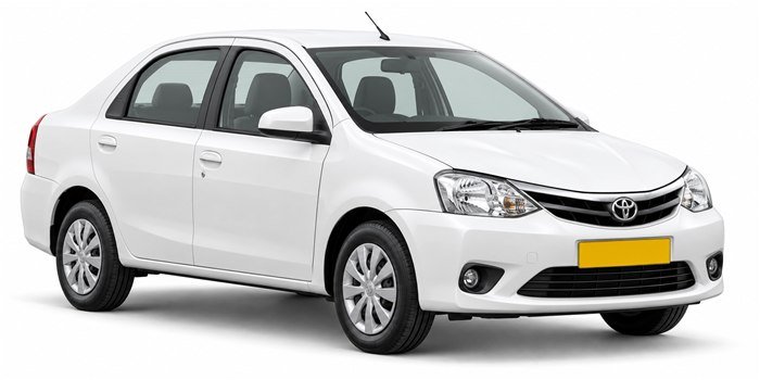 White Toyota Etios AC (Diesel) one-way taxi